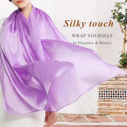 RIIQIICHY Women Shawls and Wraps for Evening Dresses Like Chiffon Silk Scarf Formal Silky Pashmina Shawls for Weddings - color: Lavender