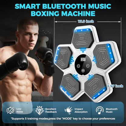 LOLBOX 2026 Music Boxing Machine for Adults and Kids, Smart Bluetooth Boxing Training Equipment with Gloves Wall Mounted, Workout Punching Machine for Home,Office and Gym - color: Off White