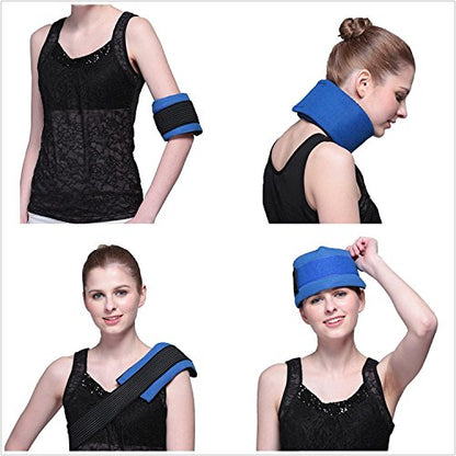 Headache Ice Pack Wrap with Strap, Reusable Gel Ice Pack for Injuries, Hot Cold Pack for Head Neck Knee Arms, 2 Flexible Gel Pack for Headache Relief, Migraine, Fever, Joint Pain, Muscle Soreness - style: 4.3" x 9.8" 2 packs+wrap