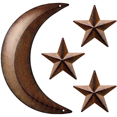 Moxweyeni Metal Crescent Moon Stars Wall Decor Outhouse Boho Rustic Art
