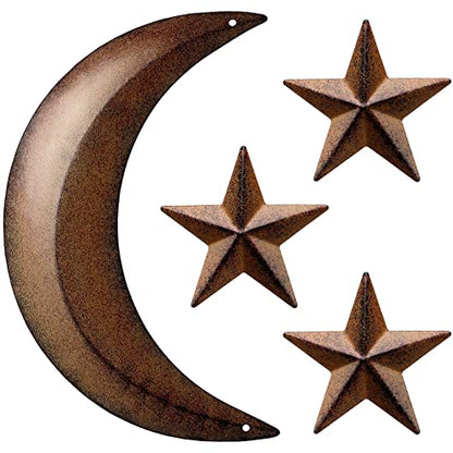 Moxweyeni Metal Crescent Moon Stars Wall Decor Outhouse Boho Rustic Art