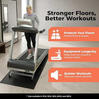 SuperMats Heavy Duty Equipment Non-Slip Mat 12GS | 36" × 90" – Fits large treadmills, ellipticals, rowers, recumbent bikes, home gyms, and fitness equipment. - color: Black