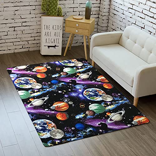 Outer Space Rug for Kids Bedroom 3x5 ft Galaxy Carpet for Boys Room Soft Non-Slip Solar System Area Rug 3D Planet Universe Rug for Living Room - color: Style Nn, size: 3' x 5' (Rectangular)