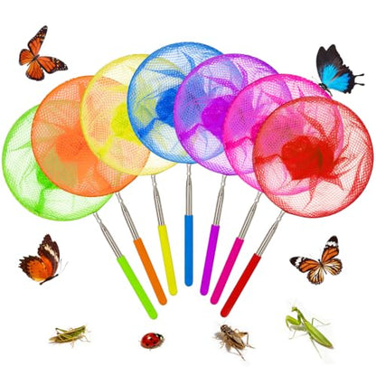 RAINFLOW Telescopic Butterfly Nets - Fishing Net with Anti Slip Grip | Outdoor Catcher Net for Catching Butterfly, Bugs, Insect, Fish, Ladybird, Extendable 6.7 in to 34 in - size: 7 Pack
