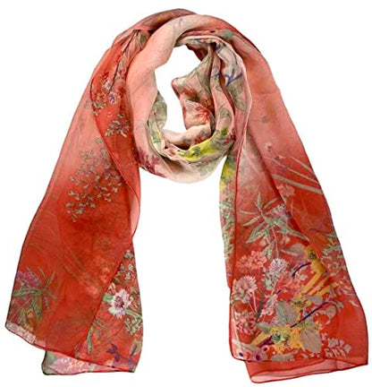 Xyueanlo Scarfs for Women Lightweight Scarves Fashion Print Floral Pattern Scarf Shawls - color: F-red