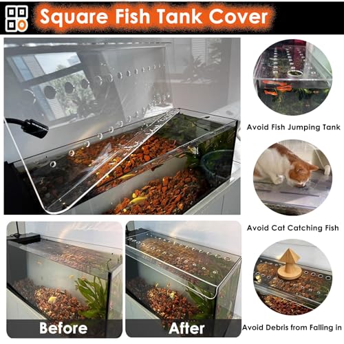 LZMZMQ Custom Size Aquarium Lid, Clear Acrylic Sheet Fish Tank Canopy, Home Outdoor Porch Anti-Fish Jump Cover, Avoid Cat Catching Fish, Top Mount(L45xW40cm/17.7x15.7in) - size: L45xW40cm/17.7x15.7in