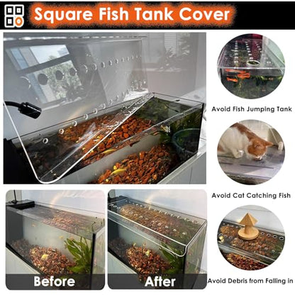 LZMZMQ Custom Size Aquarium Lid, Clear Acrylic Sheet Fish Tank Canopy, Home Outdoor Porch Anti-Fish Jump Cover, Avoid Cat Catching Fish, Top Mount(L45xW30cm/17.7x11.8in) - size: L45xW30cm/17.7x11.8in