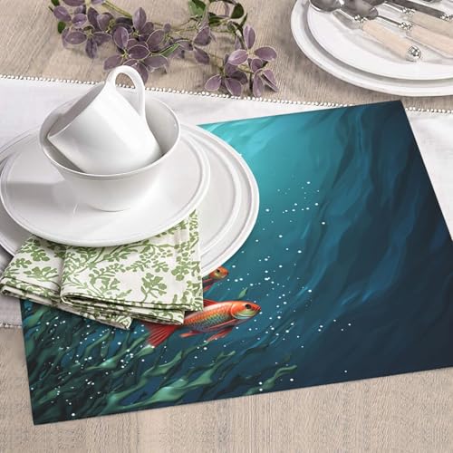 Fish aquarium Dish Drying Mat for Kitchen Counter 18"x16" Super Absorbent Microfiber Dish Drying Pad Non-slip Drainer Mats Extra Large Dish Rack Pad Kitchen Drying Mat