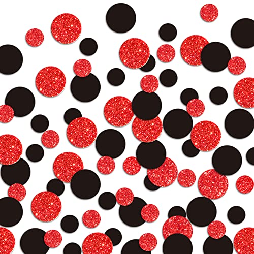 Letjolt Red Black Confetti Glitter Dots Table Decorations 100 Pcs - color: Red