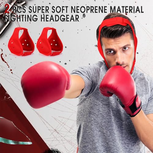 Jerify 2 Pcs Wrestling Headgear for Kids Youth Soft Grappling Headgear Wrestling Adjustable Ear Guard Protective(Red) - color: Red