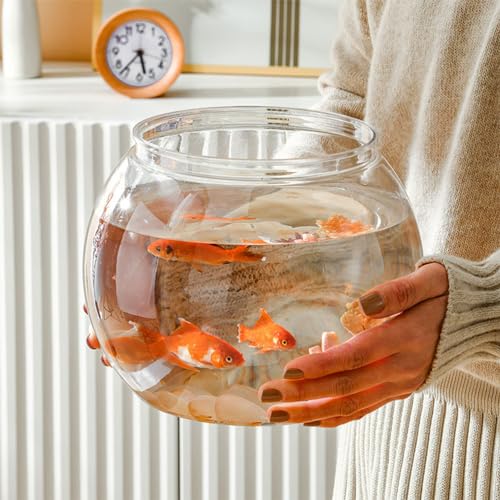 DECHOUS Round Fish Bowl with Stand, 2 Gallon Fish Tank Decor Tabletop Small Fish Bowl Hydroponic Vase Planter Aquarium Desktop Fish Tank for Betta Fish/Goldfish, Plastic Material