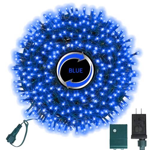 LAMPHOME 500 LED Blue String Lights, 46ft 11 Modes Connectable LED Lights, Waterproof Blue Fairy Lights Plug in, Christmas Tree Lights Outdoor for Xmas Party Garden Bedroom Decor - color: Blue, size: 500LED
