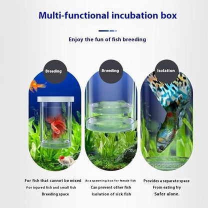Floating Fish Breeding Box Net Design Safe Fish Habitat Isolation Tanks for Fry Shrimp Easy Setups Compacts - color: Blue, size: L