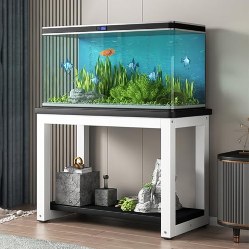 Fish Tank Stand,2-Tier Fish Stand Cabinet, Steel Frame Wooden Rack Shelf for Reptiles, Home Storage Table Organization, Durable Fish Tank Stand for Aquarium, Versatile Room Display - color: B, size: 100x45cm(39 3/8"x17 3/4")