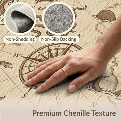 8'x10' Washable Flatwoven Rug, Beige Antique Octopus Stain Resistant Extra Large Carpet for Dining Room, Large Office, Lounge, Non-Slip Chair-Friendly Mat | Ref:2067300 - color: Beige/Pattern 24, size: 8' x 10' (Rectangular)