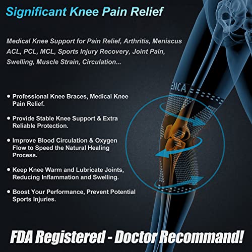 NEENCA Knee Braces for Knee Pain Relief, Compression Knee Sleeves with Patella Gel Pad & Side Stabilizers, Knee Support for Weightlifting, Running, Workout, Arthritis, Meniscus Tear, Men Women. ACE-53 | Patented Patella Gel Pad & Side Stabilizers, Compres