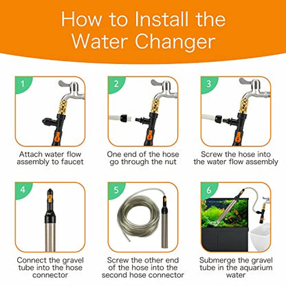 hygger Upgrade Aquarium Water Changer Kit, Semi-Automatic Fish Tank Gravel Cleaner, with 49 FT Water Hose, Flow Control Valve - size: 49FT