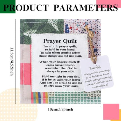 Fanfanwin 1 Pc Mini Prayer Quilt with Cross Inside, Pocket Scripture