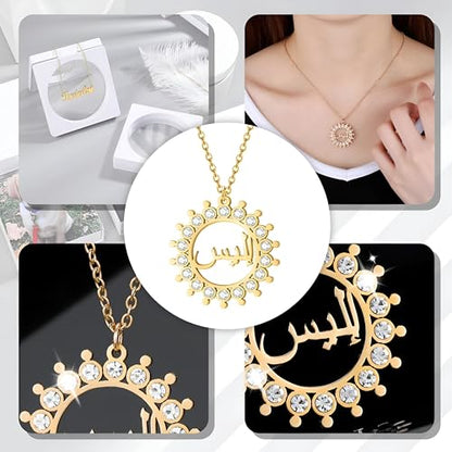 LUSSO Customized 14K Gold Filled Name Plate Necklaces For Women And Men - Customized Necklace Arabic Nameplate Pendant Ethnic, Personalized Name Necklace - color: 2 - Gold Name Necklace