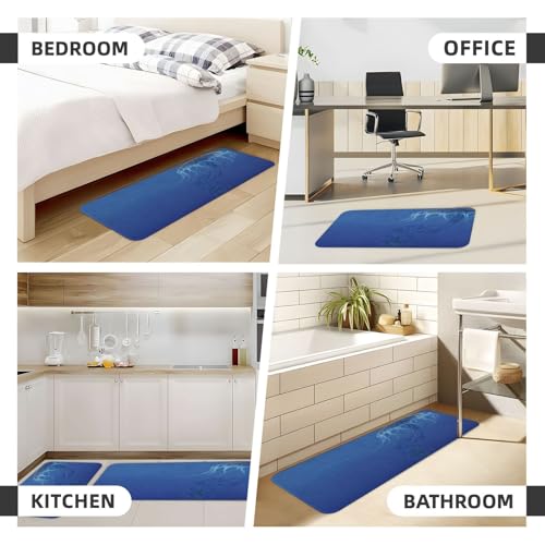 Kitchen Mat Set (2-Piece) – Cushioned Comfort, Spotted Jelly Fish Aquarium Life Marine Animals Easy Clean for Kitchen & Laundry