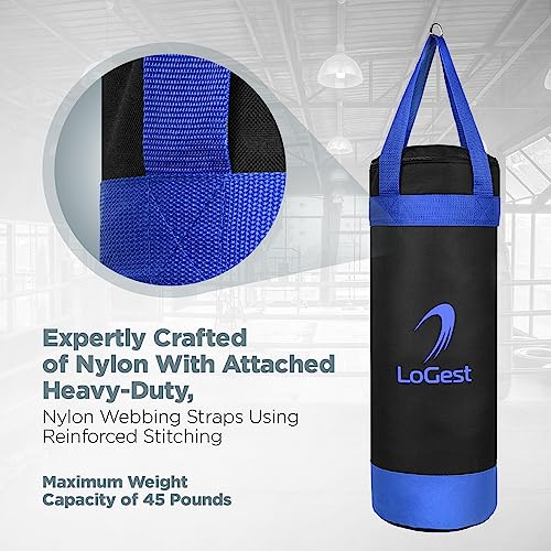 LoGest Punching Bag for Kids Boxing Set - Suitable for Kids Punching Bags 3-8 Years of Age - Boxing Gloves & Hand Wraps Included - Youth Children Boxing MMA Kickboxing Muay Thai Karate Punching Bag - size: 4 Ounces Glove