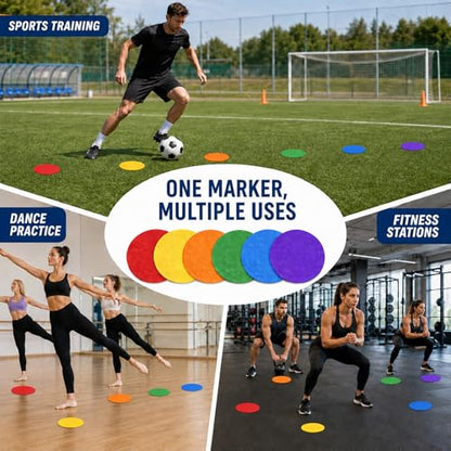 Sukh Poly Spots Markers - 12 Pcs Floor Dots Sport Markers for PE | Flat Training Markers for Soccer, Basketball, Agility Drills, PE Classrooms, Indoor Gyms and Outdoor Fields