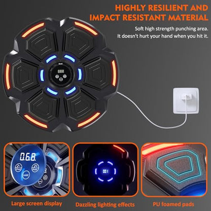 Music Boxing Punching Machine for Adults - 9 Modes & 9 Speeds, Bluetooth Music Punching Machine with Gloves, Electronic LED Boxing Training Equipment Wall Mounted,Home Indoor Workout Trainer Equipment