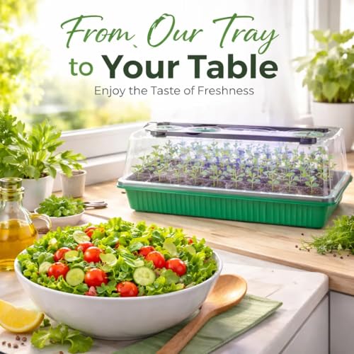 Seed Starter Tray with Timed Grow Light, 2 Pack 80 Cells Plant Starter Tray Seedling Starter Kit with Humidity Domes Base Indoor Mini Greenhouse Plant Germination Trays for Seeds Growing Starting