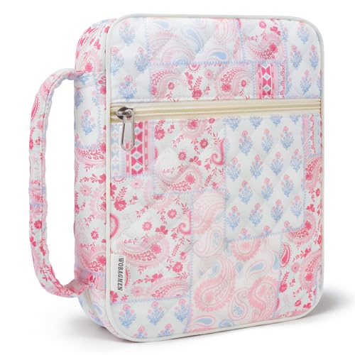 WOBAGMEN Bible Cover Case for Women,Large Bible Tote Bags Organizer Quilted Carrying Case for Girls,Bible Study Supplies Accessories Christian Gifts for Women (peisili Patchwork, M) - color: Peisili Patchwork, size: M
