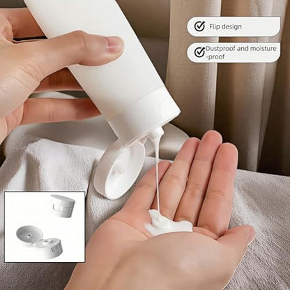 Chinshwehaw Portable Travel Bottles Set, Silicone Squeeze Containers, White, 3-Pack (30ml, 60ml, 100ml), Leakproof, Wide Mouth Design, BPA-Free, TSA Approved for Toiletries, Shampoo, Lotion (White)