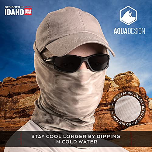 Aqua Design Fishing Hunting Masks Neck Gaiter: Men and Youth UPF 50+ Sun Mask Protection: Camo Face Cover Balaclava Bandana - color: Black Water, size: X-Small