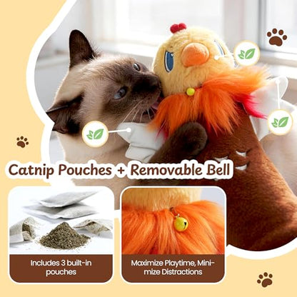 Cat Wrestling Glove, 22 inch Cat Puppet Wrestler with 3 Catnip Pouches & 3 Layer Resistant Protection, Interactive Cat Toy with Removable Bell for Boredom Relief & Mental Stimulation, Chicken - color: Chicken