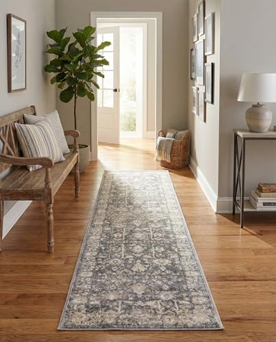 Rugs.com Oregon Collection Rug – 8 Ft Runner Gray Low-Pile Rug Perfect for Hallways, Entryways - color: Grey 3, size: 2'2" x 8' (Runner)