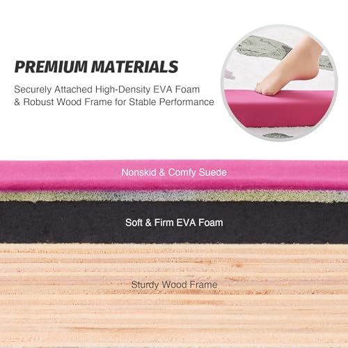 ZELUS 8' Folding Gymnastics Balance Beam, Floor Balance Beam w/Carry Handles Anti-Slip Base for Kids, Beginners & Professional Gymnasts - color: Pink