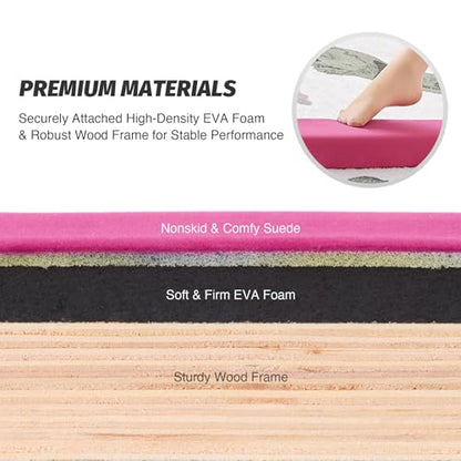 ZELUS 8' Folding Gymnastics Balance Beam, Floor Balance Beam w/Carry Handles Anti-Slip Base for Kids, Beginners & Professional Gymnasts - color: Pink