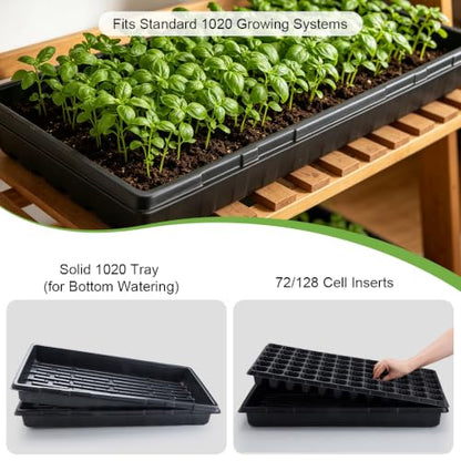 10-Pack Heavy-Duty 1020 Seed Trays with Drain Holes, Reusable Plant Flats | Durable Growing Trays, Ideal for Seed Starting, Propagation & Microgreens & Hydroponic (21" x 11", 2.36" Deep) - color: Black, size: 10p 1020 Trays with Holes