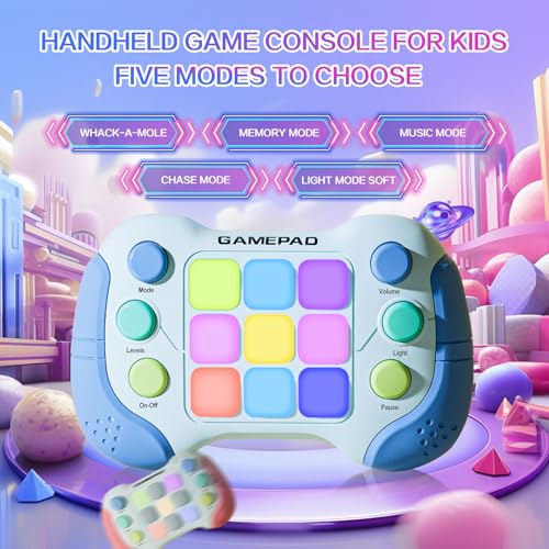 Christmas Fast Push Game Fidget Toys Handle, Upgraded Flashing Quick Press Games Pro for Kids, Speed Push Light Up Fidget Game, Educational Handheld Console Gamepad Toy for Boys, Girls (Blue) - style: Blue