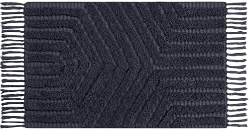 Boho Bathroom Rug 2' x 3', Washable Hand-Woven Tufted Cotton Rug with Tassels for Entryway 24x36 inch, Foyer, Bedroom, or Kitchen - Dark Grey - color: Dk Grey, size: 2' x 3' (Rectangular)