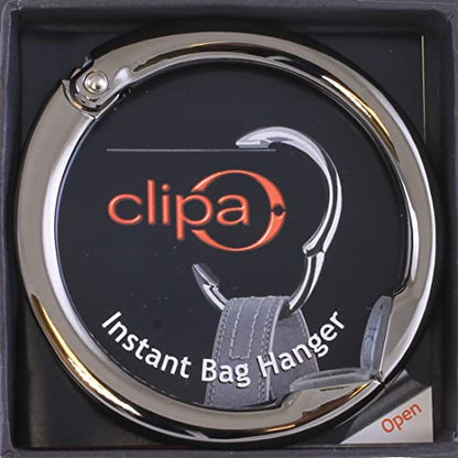 Clipa Bag Hangers The Ring that Opens into a Hook, Closes Automatically | Holds 33 lbs, Needs only 1/2" to Hang a Bag, Easy to Use with One Hand, in 9 available styles, 3 yr Warranty - color: Polished Hematite