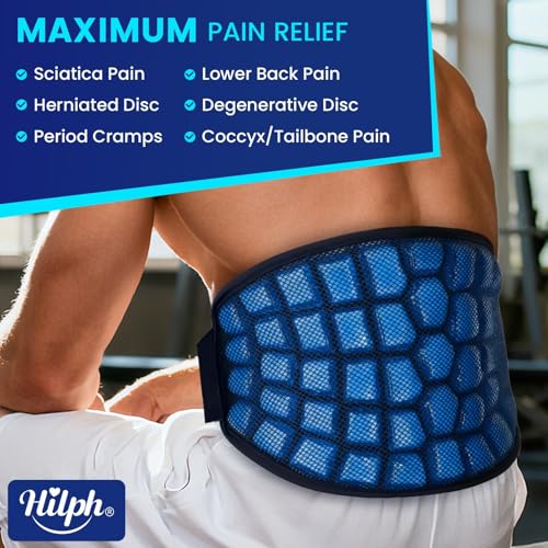 Hilph 2 Hours Long Lasting Ice Pack for Back Pain Relief - Large Cold Pack Wrap with Ice Grid Design for Lower Back, Reusable Cold Compress for Waist, Lower Lumbar, Sciatica, Tailbone, 15.2'' x 9.3''