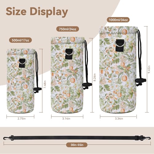 Neoprene Water Bottle Carrier Bag with Adjustable Shoulder Strap,Insulated Water Bottle Cover for Stainless Steel/Glass/Plastic Bottles - color: BC-53, size: 500ml