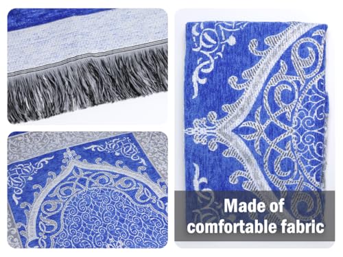 Anlising Muslim Prayer Rug and Beads with Elegant Box, Islamic Prayer Mat, Muslim Prayer Rug, Ramadan Prayer Blanket, for Muslim, Islamic, Ramadan, Eid al Fitr, Prayer (Blue,70x110CM)
