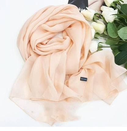 Utaly Lightweight Chiffon Scarf for Women Long Chiffon Sheer Scarf Ladies Fashion Sun-proof Shawls Wrap - color: Beige