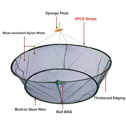 Persei Foldable Fishing Net Hand Casting Cage Crab Net for Fish Shrimp Minnow Crayfish Crab - color: Small 31.5inch/80cm