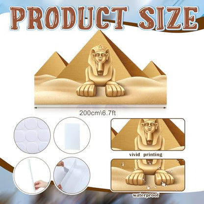 Thyle 6.7 Feet Pyramid & Sphinx Cardboard Cutout Stand-up Life Size Travel the World Theme Party Decoration Backdrop Photo Props Ancient Egyptian Sphinx Pyramid Stand Up for Theme Party Supply - style: Pyramid & Sphinx
