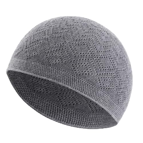 3PCS Men Islamic Prayer Cap Muslim Breathable Skull Cap, Kufi Hats Muslim Prayer Islamic Cap & Handicraft Taqiyah - color: 3pcs Grey