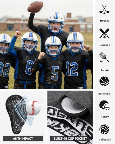 Youth Boys Baseball Cup Underwear Kids Football Compression Shorts with Soft Protective Athletic Cup Boxer Brief - color: Dark Grey+dark Grey, size: X-Small