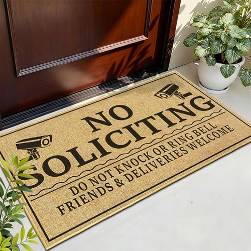 No Soliciting Sign Door Mat Outdoor Entrance Unwelcome Mats for Front Door - color: No Soliciting