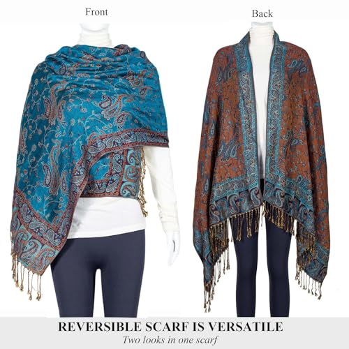 TUSHUSTY Pashmina Feel Rave Shawl Wrap for Women Men Hijab Scarf - color: Teal