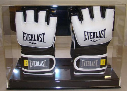 New Double UFC Glove Display Case | Baseball Display Case With Mirrored Back & Stand | UV Protection & Sturdy Base | Made of Crystal-Clear Acrylic